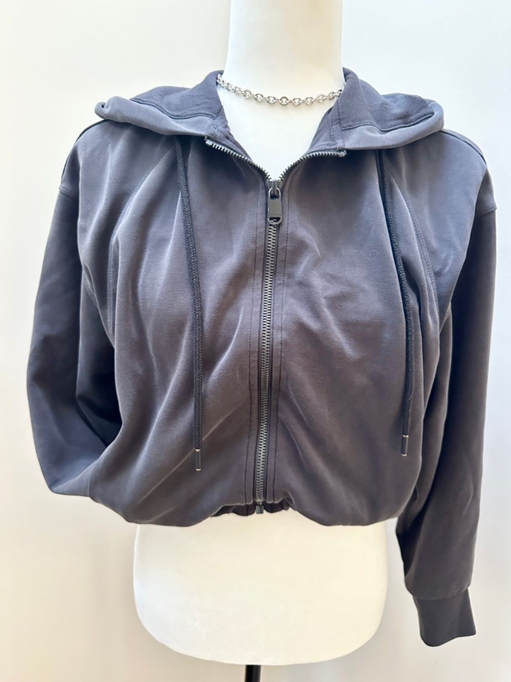 Athleta Seasoft Bubble Hem Full-Zip Hoodie | Women’s XXS | Soft Black | Tencel